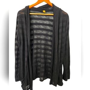 Just Kate Black Striped Open Cardigan Size Large